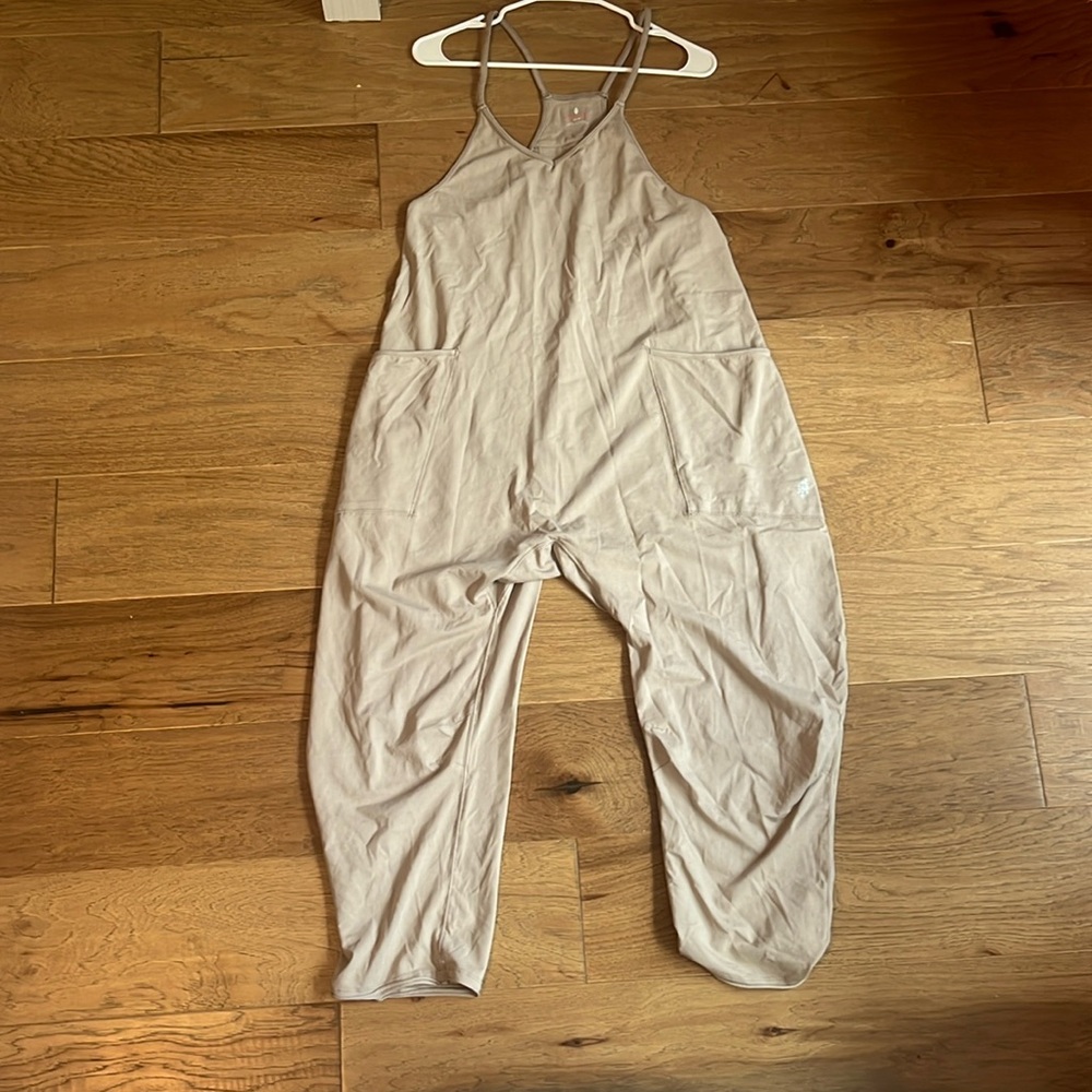 free people movement beige jumpsuit